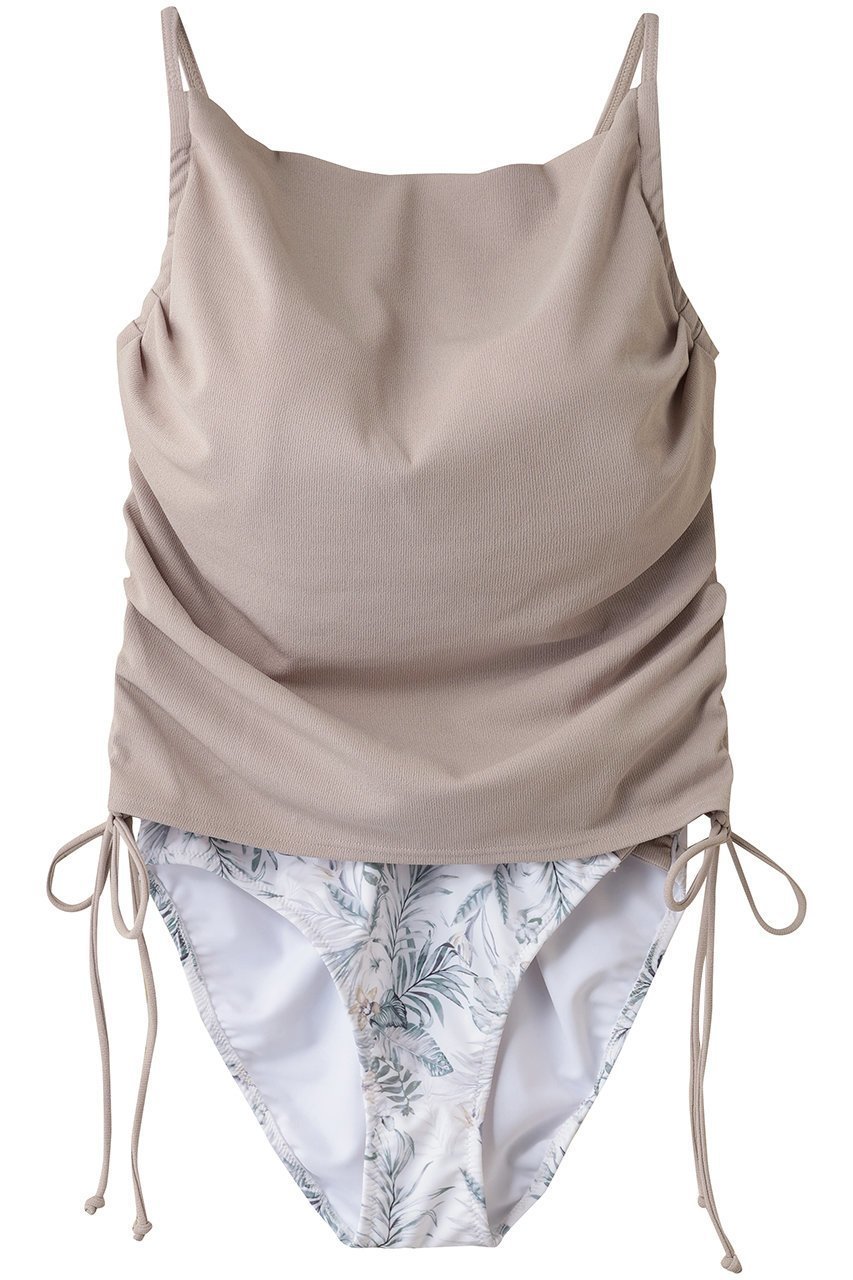 【レイール/Reir】の【San-ai Resort】ワコール定番商品カップ使用 GHIカップ対応 ドレープワイヤーキャミ水着 インテリア・キッズ・メンズ・レディースファッション・服の通販 founy(ファニー) 　ファッション　Fashion　レディースファッション　Fashion for Women　水着　Swimwear　レディース水着・ビーチウェア　Swimwear & Beachwear　2025年　2025　2025-2026秋冬・A/W　Autumn/Winter 2025–26 AW25–26　キャミ　Camisole, Cami Top　ギャザー　Gathered, Ruffled　クール　Cool, Chic　ショーツ　Shorts, Short Pants　ストレッチ　Stretch, Stretchy Fabric　スポーツ　Sports, Activewear　ドレープ　Drape, Draping Fabric　ビキニ　Bikini, Two-Piece Swimsuit　プリント　Print, Printed Pattern　リゾート　Resort, Vacation Style　リーフ　Leaf, Botanical Leaf　ワイヤー　Wire, Wired Bra　定番　Standard, Basic Item　水着　Swimsuit, Swimwear　A/W・秋冬　Autumn/Winter　ベージュ58(13GHI-L～LL)|ID: prp329100004703360 ipo3291000000033963810