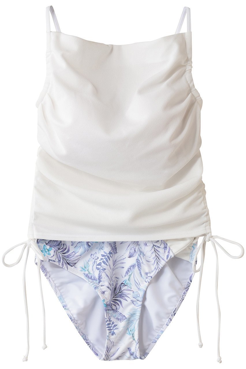 【レイール/Reir】の【San-ai Resort】ワコール定番商品カップ使用 GHIカップ対応 ドレープワイヤーキャミ水着 インテリア・キッズ・メンズ・レディースファッション・服の通販 founy(ファニー) 　ファッション　Fashion　レディースファッション　Fashion for Women　水着　Swimwear　レディース水着・ビーチウェア　Swimwear & Beachwear　2026年　2026　キャミ　Camisole, Cami Top　ギャザー　Gathered, Ruffled　クール　Cool, Chic　ショーツ　Shorts, Short Pants　ストレッチ　Stretch, Stretchy Fabric　スポーツ　Sports, Activewear　ドレープ　Drape, Draping Fabric　ビキニ　Bikini, Two-Piece Swimsuit　プリント　Print, Printed Pattern　リゾート　Resort, Vacation Style　リーフ　Leaf, Botanical Leaf　ワイヤー　Wire, Wired Bra　夏　Summer　定番　Standard, Basic Item　春　Spring　S/S・春夏　SS, Spring/Summer, Warm Season　水着　Swimsuit, Swimwear　ホワイトM-L/L-LL|ID: prp329100004703360 ipo3291000000034735456