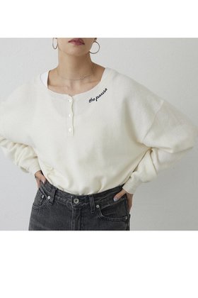【ウィムガゼット/Whim Gazette】 【THE PAUSE】ヘンリーネック刺繍プルオーバー人気、トレンドファッション・服の通販 founy(ファニー) ファッション Fashion レディースファッション Fashion for Women トップス・カットソー Cut & Sew Tops ニット Knit Tops & Sweaters カジュアルプルオーバー・ニットトップス Pullovers & Knit Tops / Casual Pullovers インナー Innerwear カットソー Cut and Sewn Top シンプル Simple, Minimal 新作・新入荷 New Arrivals / New In |ID:prp329100004703569