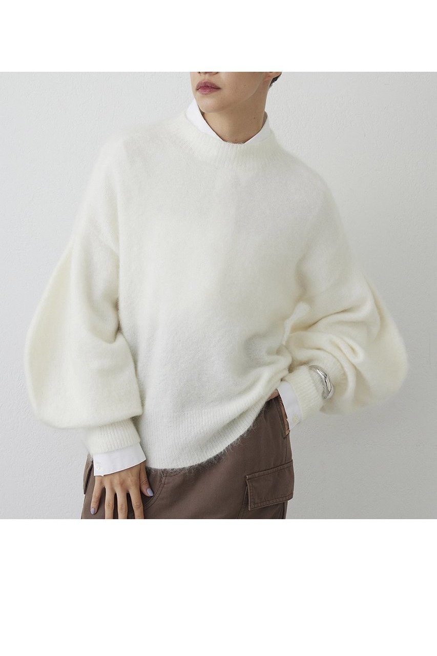 【ウィムガゼット/Whim Gazette】の【THE PAUSE】バレルスリーブニット 人気、トレンドファッション・服の通販 founy(ファニー) 　ファッション　Fashion　レディースファッション　Fashion for Women　トップス・カットソー　Cut & Sew Tops　ニット　Knit Tops & Sweaters　カジュアルプルオーバー・ニットトップス　Pullovers & Knit Tops / Casual Pullovers　おすすめ　Recommended / Our Picks　イエロー　Yellow　エアリー　Airy Texture　スリーブ　Sleeve, Long Sleeve / Short Sleeve　トレンド　Trend, Trending Now　モックネック　Mock Neck, Short Turtleneck　エレガント 上品　Elegant　新作・新入荷　New Arrivals / New In　 other-1|ID: prp329100004703575 ipo3291000000033965422