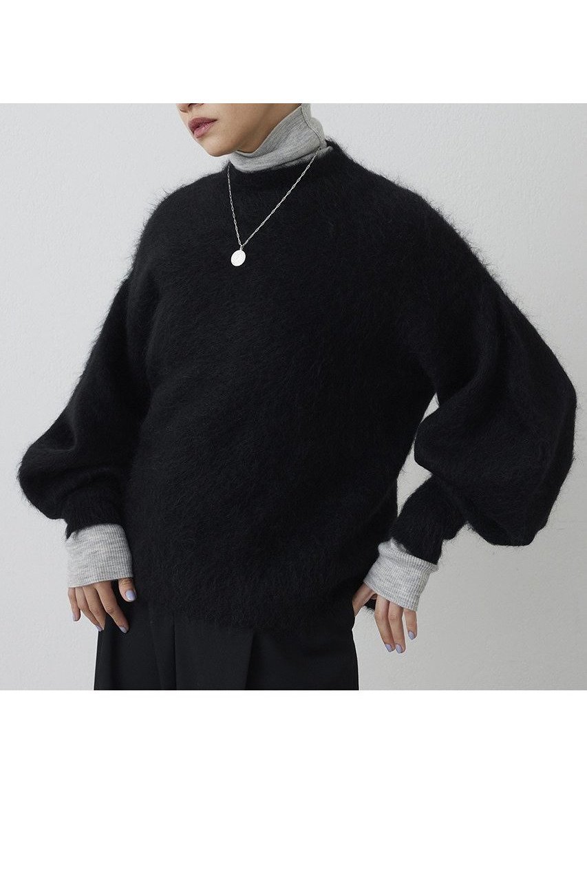 【ウィムガゼット/Whim Gazette】の【THE PAUSE】バレルスリーブニット インテリア・キッズ・メンズ・レディースファッション・服の通販 founy(ファニー) 　ファッション　Fashion　レディースファッション　Fashion for Women　トップス・カットソー　Cut & Sew Tops　ニット　Knit Tops & Sweaters　カジュアルプルオーバー・ニットトップス　Pullovers & Knit Tops / Casual Pullovers　おすすめ　Recommended / Our Picks　イエロー　Yellow　エアリー　Airy Texture　スリーブ　Sleeve, Long Sleeve / Short Sleeve　トレンド　Trend, Trending Now　モックネック　Mock Neck, Short Turtleneck　エレガント 上品　Elegant　新作・新入荷　New Arrivals / New In　ブラック|ID: prp329100004703575 ipo3291000000033965424
