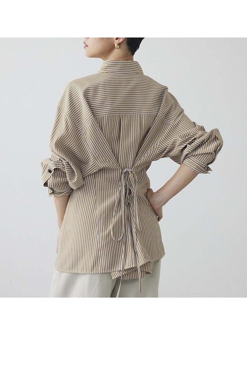【ウィムガゼット/Whim Gazette】の【THE PAUSE】ストライプシェイプシャツ 人気、トレンドファッション・服の通販 founy(ファニー) 　ファッション　Fashion　レディースファッション　Fashion for Women　トップス・カットソー　Cut & Sew Tops　シャツ・ブラウス・オフィスカジュアル　Elegant Blouses & Button-Ups　ストライプ　Stripe, Striped Pattern　スリーブ　Sleeve, Long Sleeve / Short Sleeve　フロント　Front, Front Design　レギュラー　Regular, Standard Fit　レース　Lace, Lace Fabric　ロング　Long, Long-Length　エレガント 上品　Elegant　新作・新入荷　New Arrivals / New In　other-3|ID: prp329100004703576 ipo3291000000033965436
