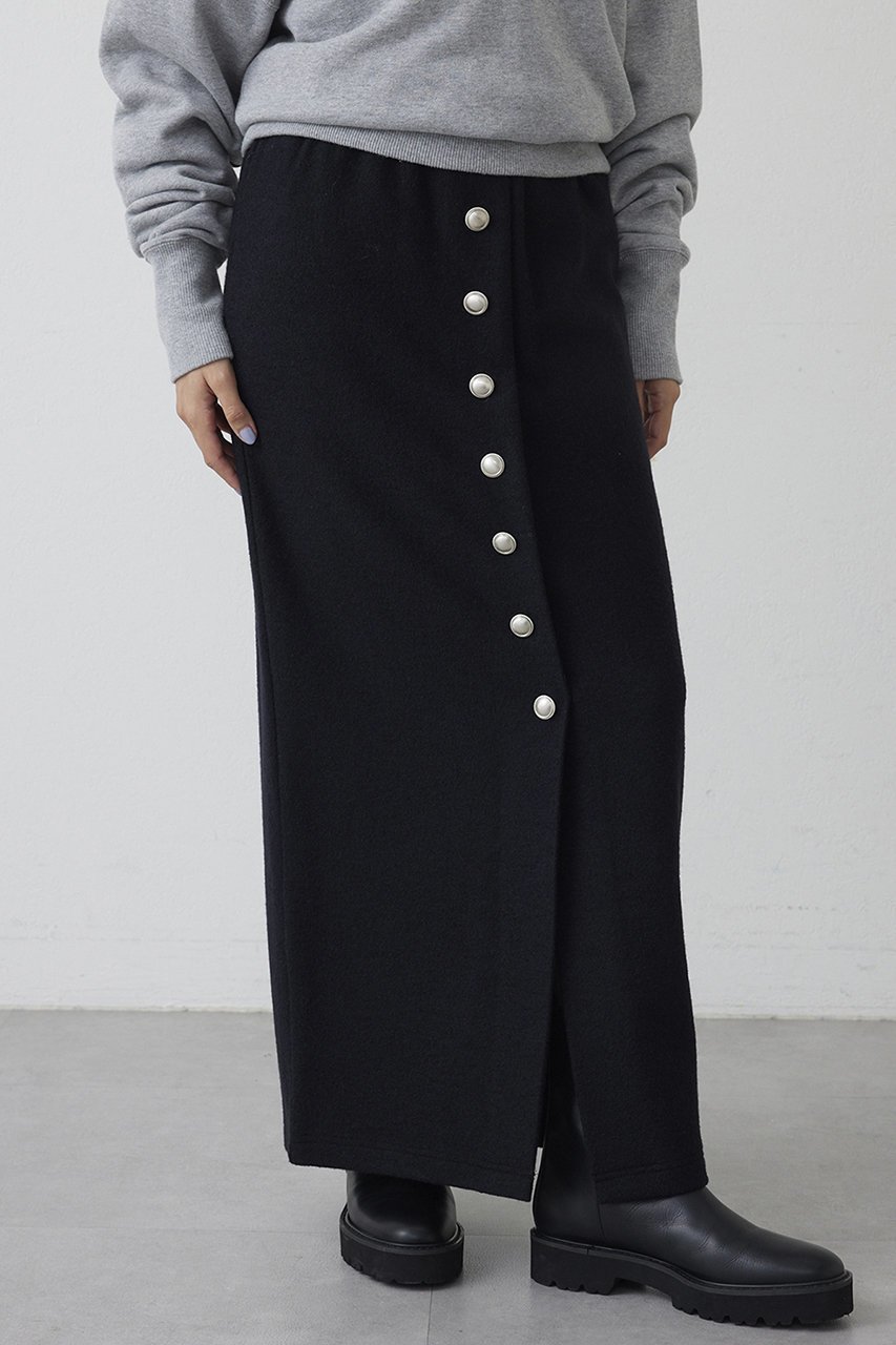 【ウィムガゼット/Whim Gazette】の【THE PAUSE】ウールジャージボタンスカート 人気、トレンドファッション・服の通販 founy(ファニー) 　ファッション　Fashion　レディースファッション　Fashion for Women　スカート　Skirts　ロングスカート　Long Skirts / Maxi & Midi Skirts　カットソー　Cut and Sewn Top　シルバー　Silver, Metallic Silver　ストレッチ　Stretch, Stretchy Fabric　タイトスカート　Pencil Skirt, Tight Skirt　フロント　Front, Front Design　メタル　Metal, Metal Parts　リラックス　Relax, Relaxed Fit　ロング　Long, Long-Length　新作・新入荷　New Arrivals / New In　A/W・秋冬　Autumn/Winter　other-3|ID: prp329100004703578 ipo3291000000033965453