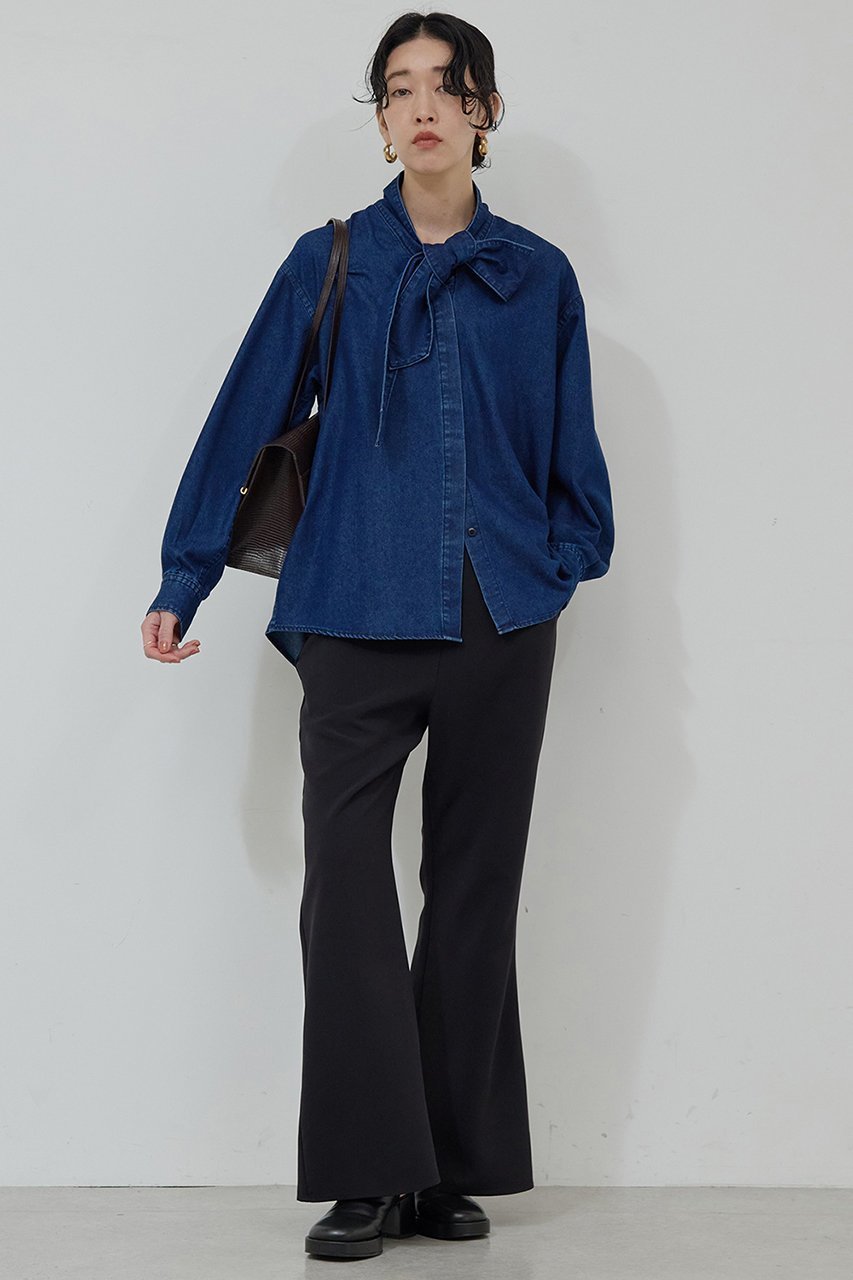 【ガリャルダガランテ/GALLARDAGALANTE】のデニムボウタイブラウス 人気、トレンドファッション・服の通販 founy(ファニー) 　ファッション　Fashion　レディースファッション　Fashion for Women　トップス・カットソー　Cut & Sew Tops　シャツ・ブラウス・オフィスカジュアル　Elegant Blouses & Button-Ups　ジャケット　Jacket, Outerwear　スリーブ　Sleeve, Long Sleeve / Short Sleeve　デニム　Denim, Jeans Material　リラックス　Relax, Relaxed Fit　ルーズ　Loose, Oversized　ロング　Long, Long-Length　エレガント 上品　Elegant　新作・新入荷　New Arrivals / New In　other-3|ID: prp329100004703579 ipo3291000000033965461