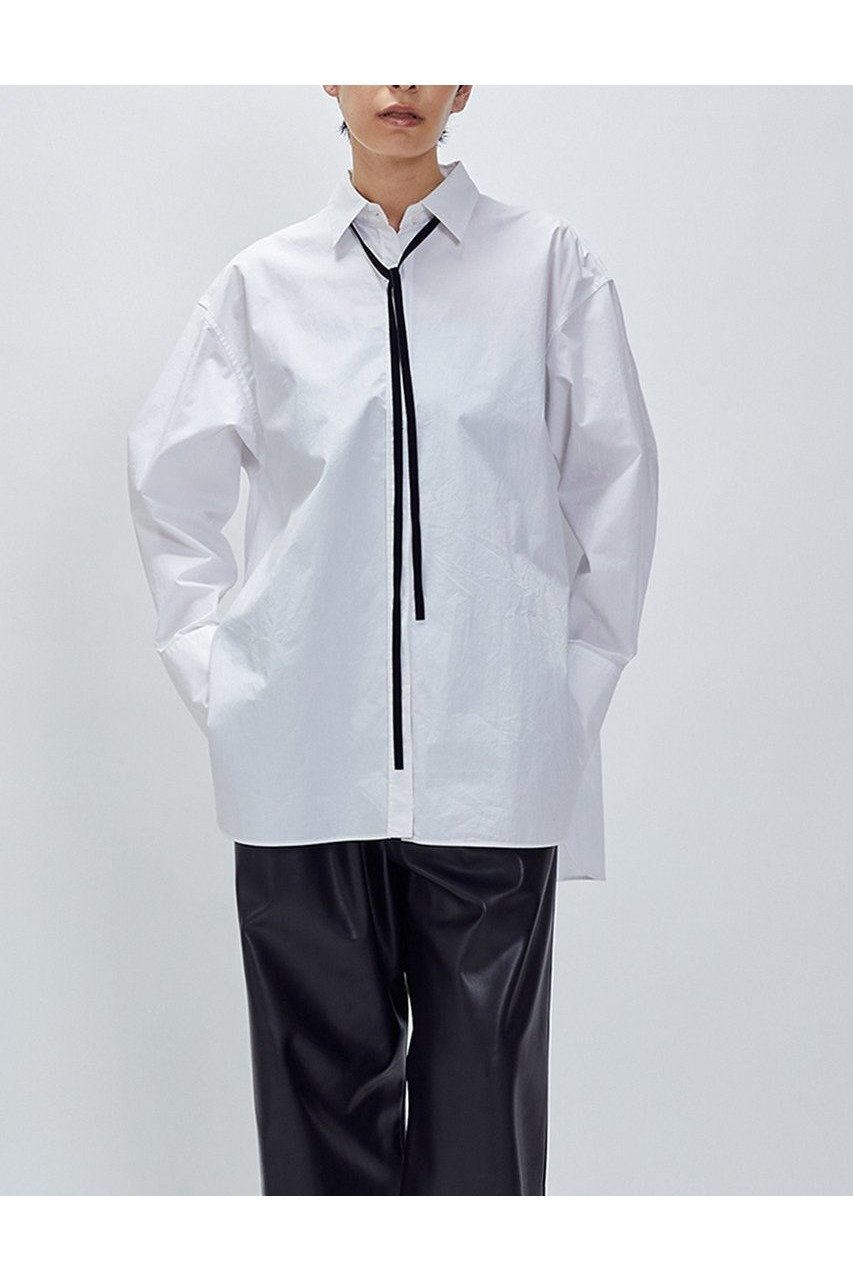【プルミエ アロンディスモン/1er Arrondissement】のベロアリボンレギュラーカラーシャツ 人気、トレンドファッション・服の通販 founy(ファニー) 　ファッション　Fashion　レディースファッション　Fashion for Women　トップス・カットソー　Cut & Sew Tops　シャツ・ブラウス・オフィスカジュアル　Elegant Blouses & Button-Ups　ベロアトップス　Velour Tops / Velvet-Look Items　なめらか　Smooth, Silky Texture　カフス　Cuff Design　グラス　Glass, Eyewear　ストライプ　Stripe, Striped Pattern　スリット　Slit, Slit Detail　スリーブ　Sleeve, Long Sleeve / Short Sleeve　タイプライター　Typewriter Fabric, Crisp Cotton　バランス　Balance, Style Balance　ベルベット　Velvet, Velvety　モノトーン　Monotone, Black and White　リボン　Ribbon, Bow　ロング　Long, Long-Length　新作・新入荷　New Arrivals / New In　無地　Plain, Solid Color　 other-1|ID: prp329100004703587 ipo3291000000033965533