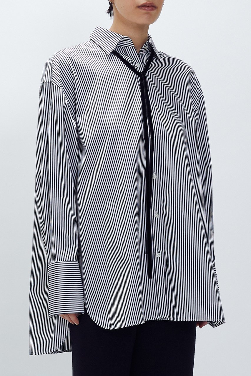 【プルミエ アロンディスモン/1er Arrondissement】のベロアリボンレギュラーカラーシャツ 人気、トレンドファッション・服の通販 founy(ファニー) 　ファッション　Fashion　レディースファッション　Fashion for Women　トップス・カットソー　Cut & Sew Tops　シャツ・ブラウス・オフィスカジュアル　Elegant Blouses & Button-Ups　ベロアトップス　Velour Tops / Velvet-Look Items　なめらか　Smooth, Silky Texture　カフス　Cuff Design　グラス　Glass, Eyewear　ストライプ　Stripe, Striped Pattern　スリット　Slit, Slit Detail　スリーブ　Sleeve, Long Sleeve / Short Sleeve　タイプライター　Typewriter Fabric, Crisp Cotton　バランス　Balance, Style Balance　ベルベット　Velvet, Velvety　モノトーン　Monotone, Black and White　リボン　Ribbon, Bow　ロング　Long, Long-Length　新作・新入荷　New Arrivals / New In　無地　Plain, Solid Color　other-2|ID: prp329100004703587 ipo3291000000033965536
