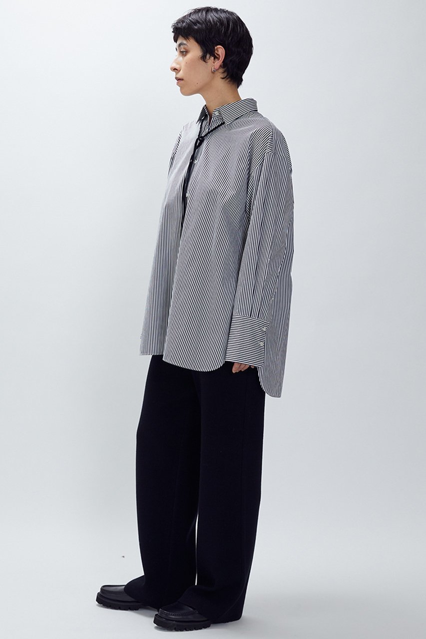 【プルミエ アロンディスモン/1er Arrondissement】のベロアリボンレギュラーカラーシャツ 人気、トレンドファッション・服の通販 founy(ファニー) 　ファッション　Fashion　レディースファッション　Fashion for Women　トップス・カットソー　Cut & Sew Tops　シャツ・ブラウス・オフィスカジュアル　Elegant Blouses & Button-Ups　ベロアトップス　Velour Tops / Velvet-Look Items　なめらか　Smooth, Silky Texture　カフス　Cuff Design　グラス　Glass, Eyewear　ストライプ　Stripe, Striped Pattern　スリット　Slit, Slit Detail　スリーブ　Sleeve, Long Sleeve / Short Sleeve　タイプライター　Typewriter Fabric, Crisp Cotton　バランス　Balance, Style Balance　ベルベット　Velvet, Velvety　モノトーン　Monotone, Black and White　リボン　Ribbon, Bow　ロング　Long, Long-Length　新作・新入荷　New Arrivals / New In　無地　Plain, Solid Color　other-6|ID: prp329100004703587 ipo3291000000033965540