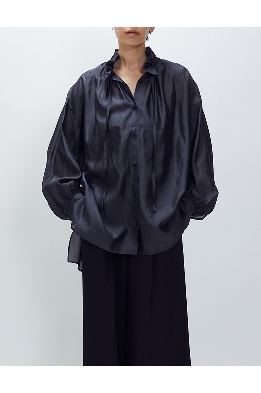 【プルミエ アロンディスモン/1er Arrondissement】のニュアンスブラウス インテリア・キッズ・メンズ・レディースファッション・服の通販 founy(ファニー) 　ファッション　Fashion　レディースファッション　Fashion for Women　トップス・カットソー　Cut & Sew Tops　シャツ・ブラウス・オフィスカジュアル　Elegant Blouses & Button-Ups　エアリー　Airy Texture　ギャザー　Gathered, Ruffled　スリーブ　Sleeve, Long Sleeve / Short Sleeve　リラックス　Relax, Relaxed Fit　ロング　Long, Long-Length　ワッシャー　Washer, Crinkled Finish　エレガント 上品　Elegant　再入荷　Restock / Back in Stock　ブラック|ID: prp329100004703588 ipo3291000000033965544