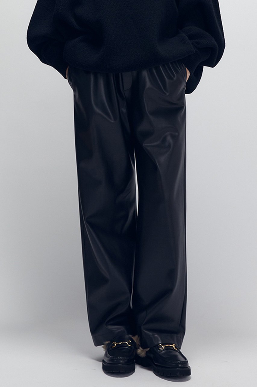 【プルミエ アロンディスモン/1er Arrondissement】のフェイクレザーパンツ 人気、トレンドファッション・服の通販 founy(ファニー) 　ファッション　Fashion　レディースファッション　Fashion for Women　パンツ　Pants & Trousers　ストレート　Straight, Straight Cut　スピンドル　Spindle, Drawcord　フェイクレザー　Faux Leather, PU Leather　リラックス　Relax, Relaxed Fit　新作・新入荷　New Arrivals / New In　other-7|ID: prp329100004703590 ipo3291000000033965566