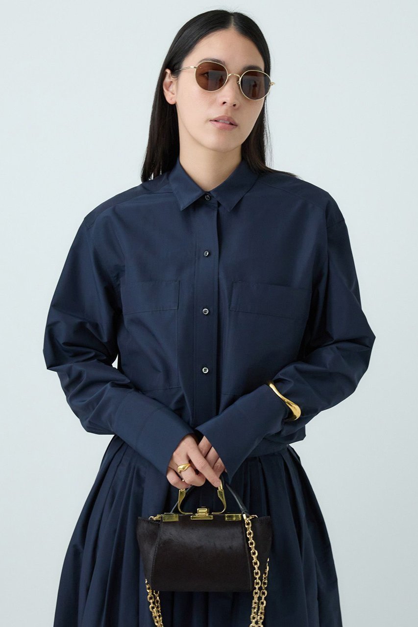 【カオス/Chaos】のラウノシャツブラウス インテリア・キッズ・メンズ・レディースファッション・服の通販 founy(ファニー) 　ファッション　Fashion　レディースファッション　Fashion for Women　トップス・カットソー　Cut & Sew Tops　シャツ・ブラウス・オフィスカジュアル　Elegant Blouses & Button-Ups　インナー　Innerwear　スリーブ　Sleeve, Long Sleeve / Short Sleeve　センター　Center, Center Line　タイプライター　Typewriter Fabric, Crisp Cotton　タフタ　Taffeta, Structured Fabric　ボトム　Bottoms, Lower Wear　ロング　Long, Long-Length　再入荷　Restock / Back in Stock　ダークネイビー|ID: prp329100004703597 ipo3291000000035563935