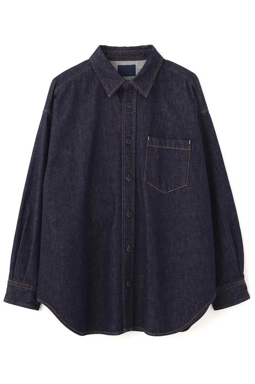 【アドーア/ADORE】のデニムボタンシャツ(ADORE別注カラー) インテリア・キッズ・メンズ・レディースファッション・服の通販 founy(ファニー) 　ファッション　Fashion　レディースファッション　Fashion for Women　トップス・カットソー　Cut & Sew Tops　シャツ・ブラウス・オフィスカジュアル　Elegant Blouses & Button-Ups　シンプル　Simple, Minimal　スタンダード　Standard, Basic　スリーブ　Sleeve, Long Sleeve / Short Sleeve　デニム　Denim, Jeans Material　ハンド　Hand, Handmade　ビンテージ　Vintage, Retro Style　フォルム　Silhouette, Form　ベーシック　Basic, Essential　モダン　Modern, Contemporary　リラックス　Relax, Relaxed Fit　ロング　Long, Long-Length　別注　Limited Edition, Custom Order　ネイビー|ID: prp329100004705567 ipo3291000000033983536