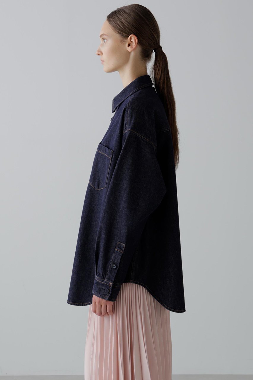 【アドーア/ADORE】のデニムボタンシャツ(ADORE別注カラー) 人気、トレンドファッション・服の通販 founy(ファニー) 　ファッション　Fashion　レディースファッション　Fashion for Women　トップス・カットソー　Cut & Sew Tops　シャツ・ブラウス・オフィスカジュアル　Elegant Blouses & Button-Ups　シンプル　Simple, Minimal　スタンダード　Standard, Basic　スリーブ　Sleeve, Long Sleeve / Short Sleeve　デニム　Denim, Jeans Material　ハンド　Hand, Handmade　ビンテージ　Vintage, Retro Style　フォルム　Silhouette, Form　ベーシック　Basic, Essential　モダン　Modern, Contemporary　リラックス　Relax, Relaxed Fit　ロング　Long, Long-Length　別注　Limited Edition, Custom Order　other-5|ID: prp329100004705567 ipo3291000000033983540