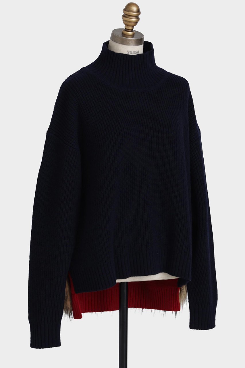【ヒューエルミュージアム/hueLe Museum】の【STUMBLY】Fur Trim Combi Pullover 人気、トレンドファッション・服の通販 founy(ファニー) 　ファッション　Fashion　レディースファッション　Fashion for Women　トップス・カットソー　Cut & Sew Tops　ニット　Knit Tops & Sweaters　カジュアルプルオーバー・ニットトップス　Pullovers & Knit Tops / Casual Pullovers　シンプル　Simple, Minimal　ハイネック　High Neck, Mock Neck　切替　Switching, Contrast Panel　畦　Ribbed Knit　A/W・秋冬　Autumn/Winter　other-2|ID: prp329100004705572 ipo3291000000033983571