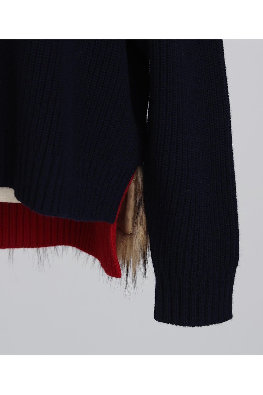 【ヒューエルミュージアム/hueLe Museum】の【STUMBLY】Fur Trim Combi Pullover 人気、トレンドファッション・服の通販 founy(ファニー) 　ファッション　Fashion　レディースファッション　Fashion for Women　トップス・カットソー　Cut & Sew Tops　ニット　Knit Tops & Sweaters　カジュアルプルオーバー・ニットトップス　Pullovers & Knit Tops / Casual Pullovers　シンプル　Simple, Minimal　ハイネック　High Neck, Mock Neck　切替　Switching, Contrast Panel　畦　Ribbed Knit　A/W・秋冬　Autumn/Winter　other-8|ID: prp329100004705572 ipo3291000000033983579