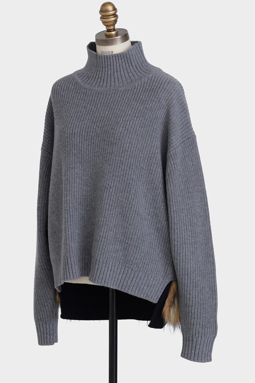 【ヒューエルミュージアム/hueLe Museum】の【STUMBLY】Fur Trim Combi Pullover 人気、トレンドファッション・服の通販 founy(ファニー) 　ファッション　Fashion　レディースファッション　Fashion for Women　トップス・カットソー　Cut & Sew Tops　ニット　Knit Tops & Sweaters　カジュアルプルオーバー・ニットトップス　Pullovers & Knit Tops / Casual Pullovers　シンプル　Simple, Minimal　ハイネック　High Neck, Mock Neck　切替　Switching, Contrast Panel　畦　Ribbed Knit　A/W・秋冬　Autumn/Winter　other-2|ID: prp329100004705572 ipo3291000000035857077