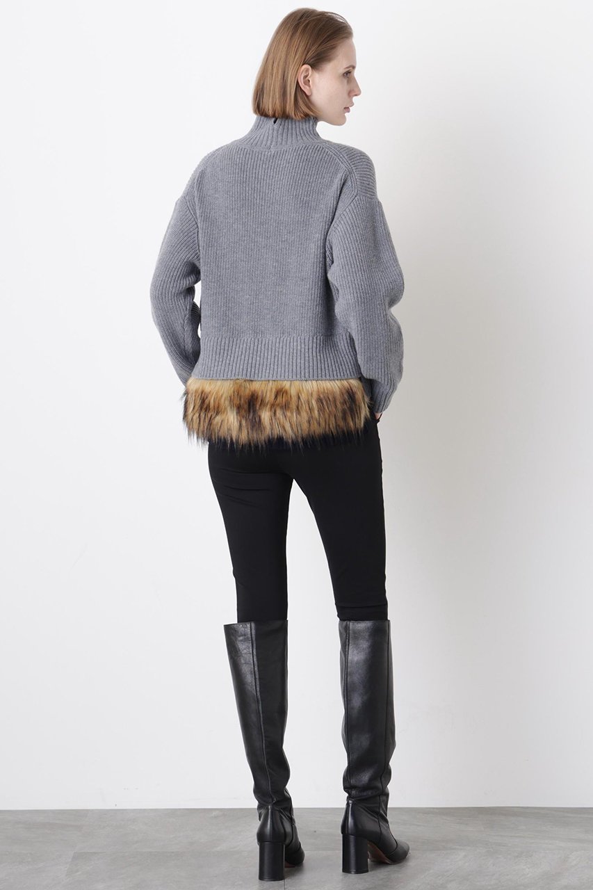 【ヒューエルミュージアム/hueLe Museum】の【STUMBLY】Fur Trim Combi Pullover 人気、トレンドファッション・服の通販 founy(ファニー) 　ファッション　Fashion　レディースファッション　Fashion for Women　トップス・カットソー　Cut & Sew Tops　ニット　Knit Tops & Sweaters　カジュアルプルオーバー・ニットトップス　Pullovers & Knit Tops / Casual Pullovers　シンプル　Simple, Minimal　ハイネック　High Neck, Mock Neck　切替　Switching, Contrast Panel　畦　Ribbed Knit　A/W・秋冬　Autumn/Winter　other-5|ID: prp329100004705572 ipo3291000000035857080