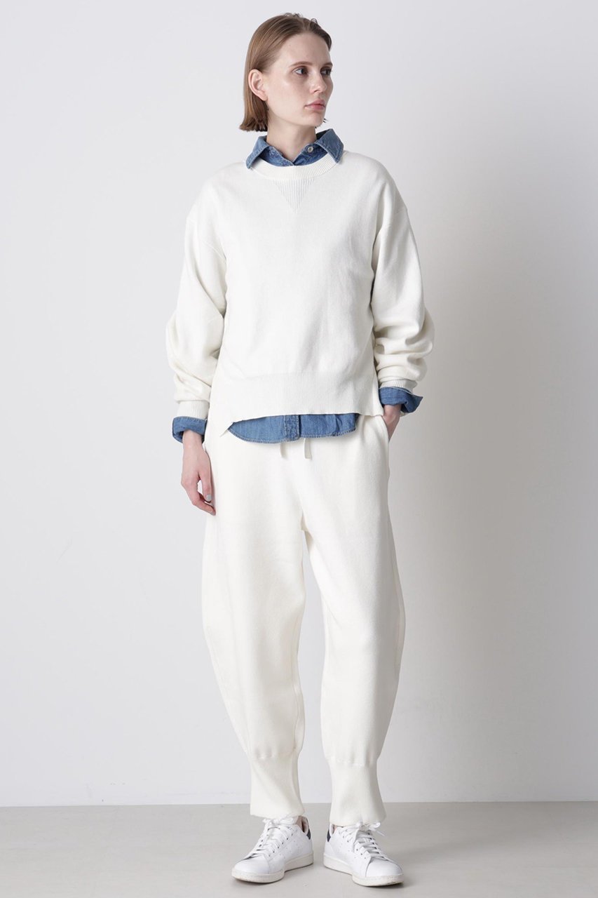 【ヒューエルミュージアム/hueLe Museum】の【hLM】スエットニットパンツ インテリア・キッズ・メンズ・レディースファッション・服の通販 founy(ファニー) 　ファッション　Fashion　レディースファッション　Fashion for Women　パンツ　Pants & Trousers　シューズ　Shoes, Footwear　スウェット / スエット　Sweatshirt, Sweatwear　ダブル　Double, Double-Breasted　ドレープ　Drape, Draping Fabric　フェイス　Face, Facial Design　リラックス　Relax, Relaxed Fit　エレガント 上品　Elegant　ホワイト|ID: prp329100004705574 ipo3291000000036182813