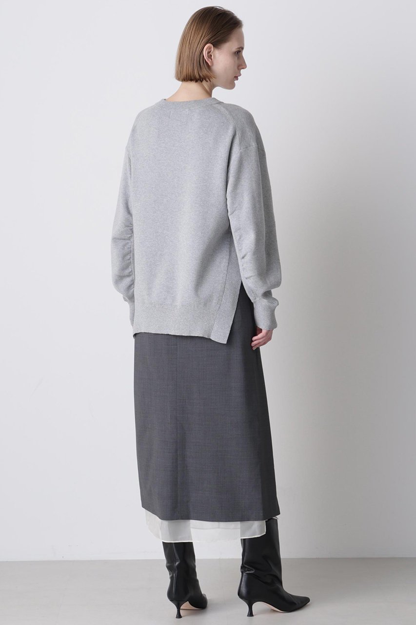 【ヒューエルミュージアム/hueLe Museum】の【hLM】スエットニット 人気、トレンドファッション・服の通販 founy(ファニー) 　ファッション　Fashion　レディースファッション　Fashion for Women　トップス・カットソー　Cut & Sew Tops　ニット　Knit Tops & Sweaters　カジュアルプルオーバー・ニットトップス　Pullovers & Knit Tops / Casual Pullovers　スウェット / スエット　Sweatshirt, Sweatwear　スリット　Slit, Slit Detail　ダブル　Double, Double-Breasted　バランス　Balance, Style Balance　フェイス　Face, Facial Design　フロント　Front, Front Design　エレガント 上品　Elegant　other-4|ID: prp329100004705577 ipo3291000000035630595