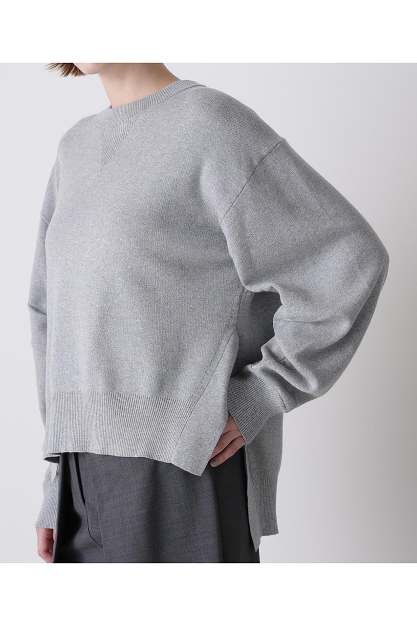 【ヒューエルミュージアム/hueLe Museum】の【hLM】スエットニット 人気、トレンドファッション・服の通販 founy(ファニー) 　ファッション　Fashion　レディースファッション　Fashion for Women　トップス・カットソー　Cut & Sew Tops　ニット　Knit Tops & Sweaters　カジュアルプルオーバー・ニットトップス　Pullovers & Knit Tops / Casual Pullovers　スウェット / スエット　Sweatshirt, Sweatwear　スリット　Slit, Slit Detail　ダブル　Double, Double-Breasted　バランス　Balance, Style Balance　フェイス　Face, Facial Design　フロント　Front, Front Design　エレガント 上品　Elegant　other-6|ID: prp329100004705577 ipo3291000000035630599