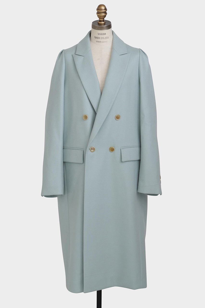 【ヒューエルミュージアム/hueLe Museum】の【STUMBLY】Constructed Sleeve Chester Coat インテリア・キッズ・メンズ・レディースファッション・服の通販 founy(ファニー) 　ファッション　Fashion　レディースファッション　Fashion for Women　アウター　Coat / Outerwear Collection　コート・ロングコート・ピーコート　Long Coats, Peacoats & More　クラシック　Classic, Timeless Style　ダブル　Double, Double-Breasted　チェスターコート　Chester Coat, Long Coat　メルトン　Melton, Heavy Wool　ロング　Long, Long-Length　エレガント 上品　Elegant　ライトグリーン|ID: prp329100004705586 ipo3291000000035665367