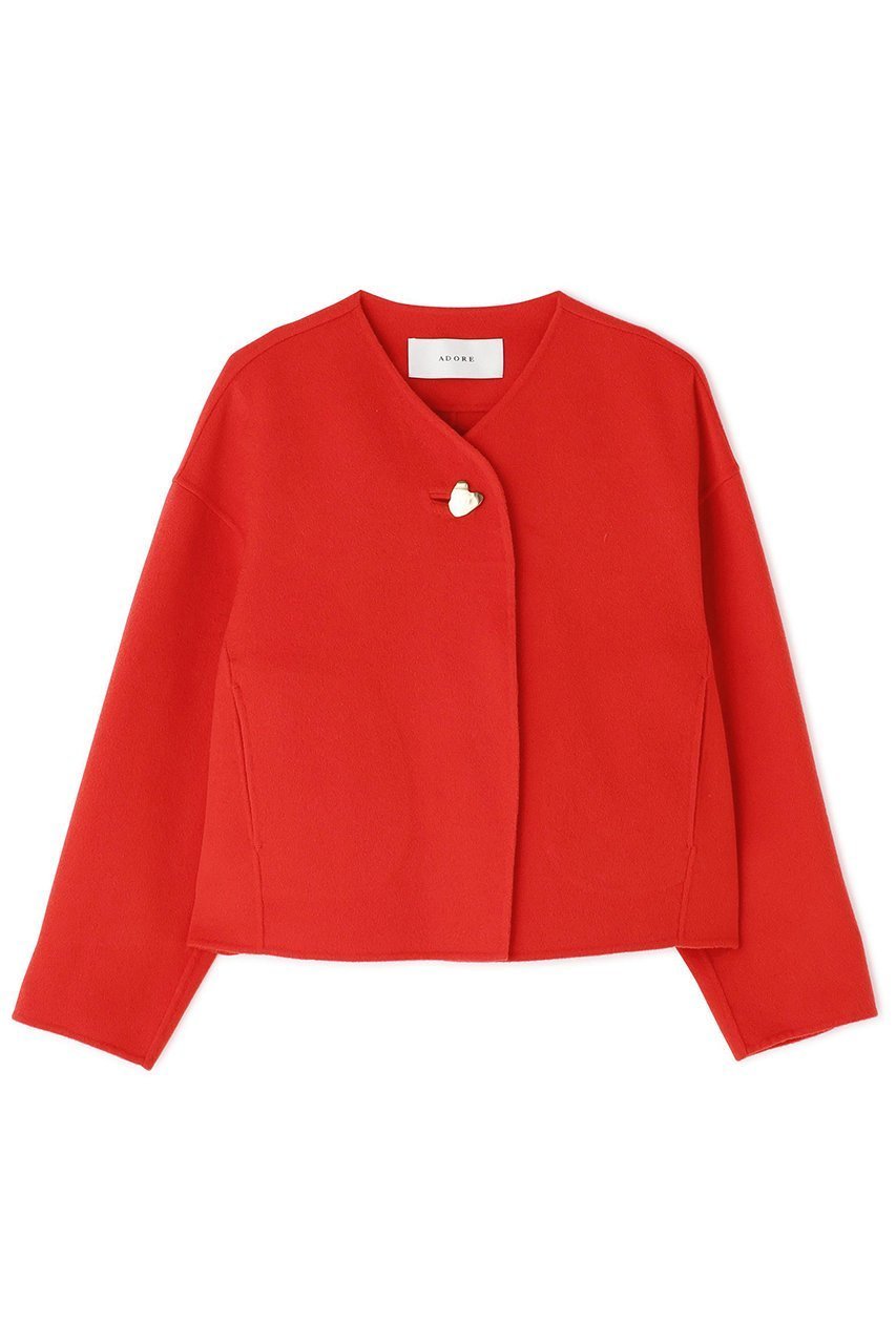 【アドーア/ADORE】のピュアカシミヤジャケット インテリア・キッズ・メンズ・レディースファッション・服の通販 founy(ファニー) ファッション Fashion レディースファッション Fashion for Women アウター Coat / Outerwear Collection レディースジャケット・軽アウター Jackets エレガント 上品 Elegant ジャケット Jacket, Outerwear ティアード Tiered, Tiered Style フレア Flare, Flared フロント Front, Front Design メタル Metal, Metal Parts レッド|ID: prp329100004705604 ipo3291000000034187802