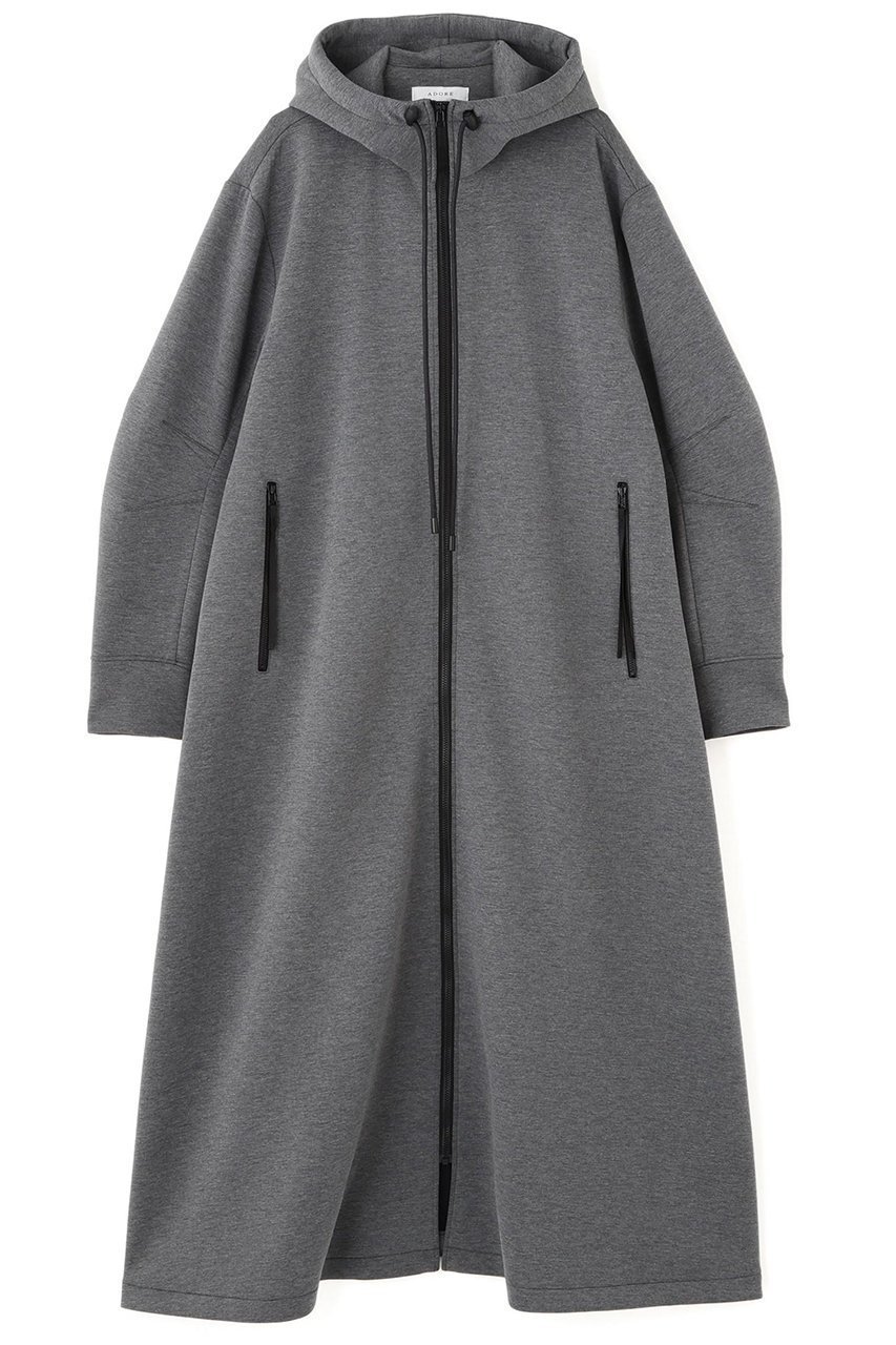 【アドーア/ADORE】のエアダンボールワンピース インテリア・キッズ・メンズ・レディースファッション・服の通販 founy(ファニー) 　ファッション　Fashion　レディースファッション　Fashion for Women　ワンピース　Dresses　チュニック　Tunic Tops & Dresses　なめらか　Smooth, Silky Texture　ジップ　Zip, Zipper　チュニック　Tunic, Long Top　フロント　Front, Front Design　ロング　Long, Long-Length　新作・新入荷　New Arrivals / New In　グレー|ID: prp329100004705610 ipo3291000000033983857