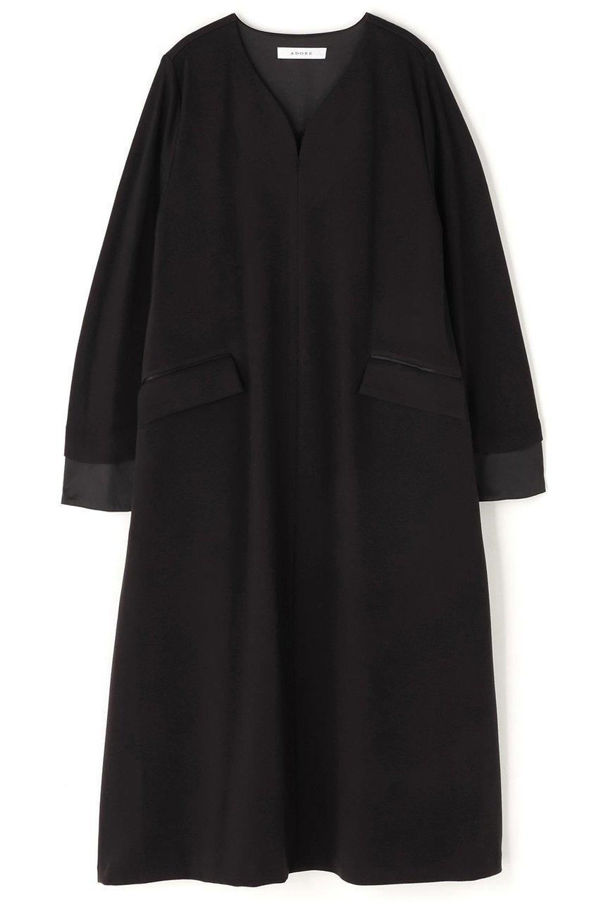 【アドーア/ADORE】のストレッチポンチワンピース インテリア・キッズ・メンズ・レディースファッション・服の通販 founy(ファニー) ファッション Fashion レディースファッション Fashion for Women ワンピース Dresses チュニック Tunic Tops & Dresses エレガント 上品 Elegant コンビ Combo, Combination Style サテン Satin, Glossy Fabric チュニック Tunic, Long Top ロング Long, Long-Length ブラック|ID: prp329100004705612 ipo3291000000034187804
