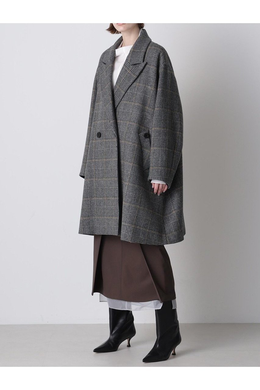 【ヒューエルミュージアム/hueLe Museum】の【hLM】ウールチェックコート 人気、トレンドファッション・服の通販 founy(ファニー) 　ファッション　Fashion　レディースファッション　Fashion for Women　アウター　Coat / Outerwear Collection　コート・ロングコート・ピーコート　Long Coats, Peacoats & More　クラシカル　Classical, Vintage-Inspired　チェスターコート　Chester Coat, Long Coat　チェック　Check, Plaid, Tartan　フォルム　Silhouette, Form　モダン　Modern, Contemporary　ロング　Long, Long-Length　エレガント 上品　Elegant　other-2|ID: prp329100004705614 ipo3291000000033983890