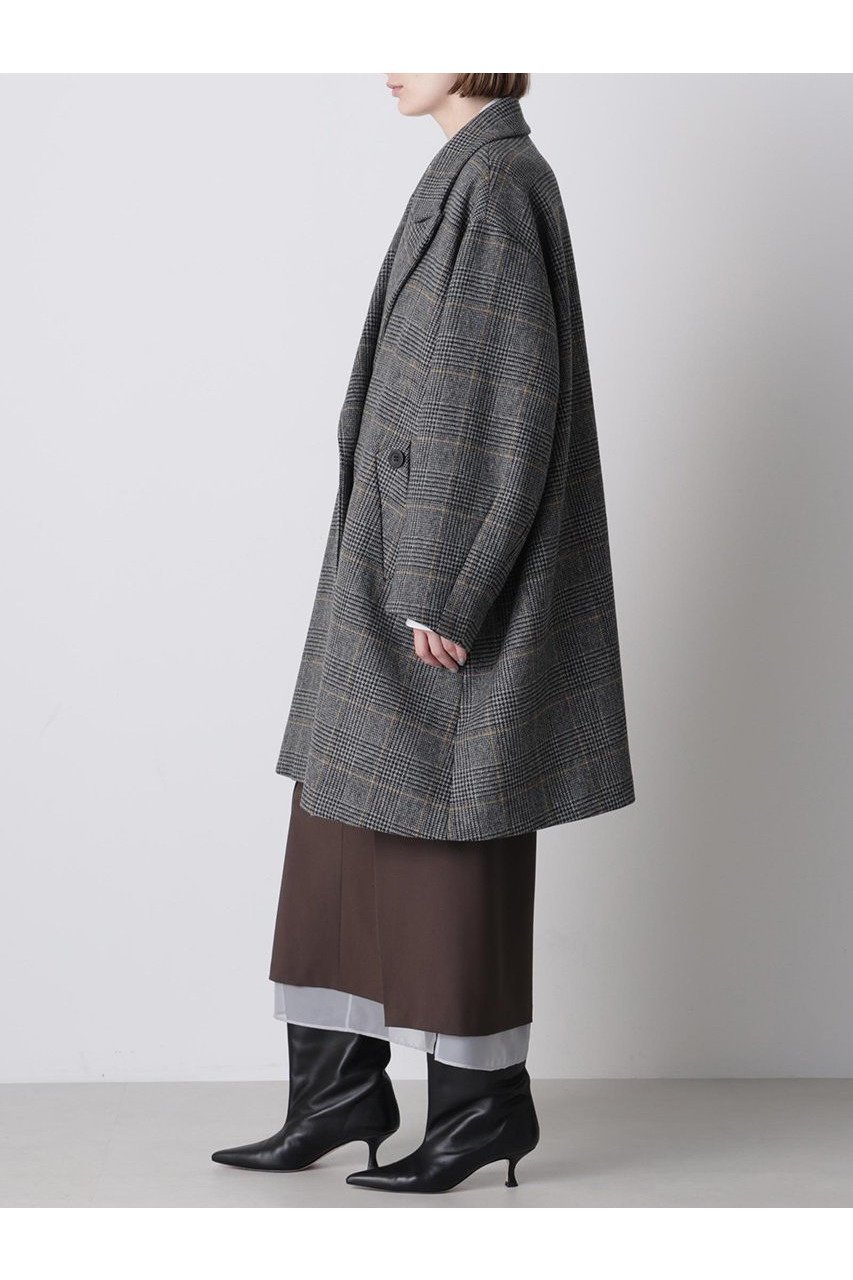 【ヒューエルミュージアム/hueLe Museum】の【hLM】ウールチェックコート 人気、トレンドファッション・服の通販 founy(ファニー) 　ファッション　Fashion　レディースファッション　Fashion for Women　アウター　Coat / Outerwear Collection　コート・ロングコート・ピーコート　Long Coats, Peacoats & More　クラシカル　Classical, Vintage-Inspired　チェスターコート　Chester Coat, Long Coat　チェック　Check, Plaid, Tartan　フォルム　Silhouette, Form　モダン　Modern, Contemporary　ロング　Long, Long-Length　エレガント 上品　Elegant　other-3|ID: prp329100004705614 ipo3291000000033983891
