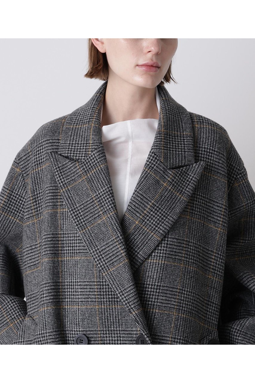 【ヒューエルミュージアム/hueLe Museum】の【hLM】ウールチェックコート 人気、トレンドファッション・服の通販 founy(ファニー) 　ファッション　Fashion　レディースファッション　Fashion for Women　アウター　Coat / Outerwear Collection　コート・ロングコート・ピーコート　Long Coats, Peacoats & More　クラシカル　Classical, Vintage-Inspired　チェスターコート　Chester Coat, Long Coat　チェック　Check, Plaid, Tartan　フォルム　Silhouette, Form　モダン　Modern, Contemporary　ロング　Long, Long-Length　エレガント 上品　Elegant　other-5|ID: prp329100004705614 ipo3291000000033983893