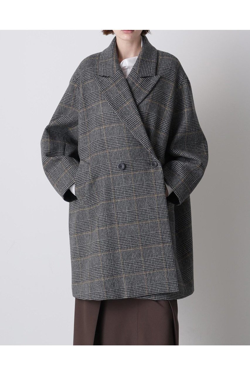 【ヒューエルミュージアム/hueLe Museum】の【hLM】ウールチェックコート 人気、トレンドファッション・服の通販 founy(ファニー) 　ファッション　Fashion　レディースファッション　Fashion for Women　アウター　Coat / Outerwear Collection　コート・ロングコート・ピーコート　Long Coats, Peacoats & More　クラシカル　Classical, Vintage-Inspired　チェスターコート　Chester Coat, Long Coat　チェック　Check, Plaid, Tartan　フォルム　Silhouette, Form　モダン　Modern, Contemporary　ロング　Long, Long-Length　エレガント 上品　Elegant　other-7|ID: prp329100004705614 ipo3291000000033983895