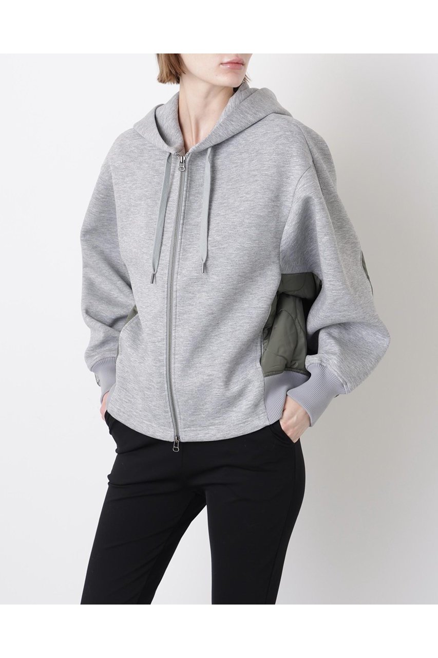 【ヒューエルミュージアム/hueLe Museum】の【STUMBLY】Quilted Combination Hoody インテリア・キッズ・メンズ・レディースファッション・服の通販 founy(ファニー) 　ファッション　Fashion　レディースファッション　Fashion for Women　トップス・カットソー　Cut & Sew Tops　シャツ・ブラウス・オフィスカジュアル　Elegant Blouses & Button-Ups　レディースパーカー・カジュアルフーディー　Casual Hoodies & Sweatshirts　ロングTシャツ・Tシャツ　Longline T-Shirts & Tees　スウェット・クルーネックトップス　Sweatshirts & Crewnecks / Relaxed Fit Sweat Tops　カットソー・ベーシックTシャツ　Cut-and-Sewn Tops / Stretch Tees & Basics　キルティング　Quilted, Quilting　タフタ　Taffeta, Structured Fabric　ベーシック　Basic, Essential　モダン　Modern, Contemporary　グレー|ID: prp329100004705620 ipo3291000000033983946
