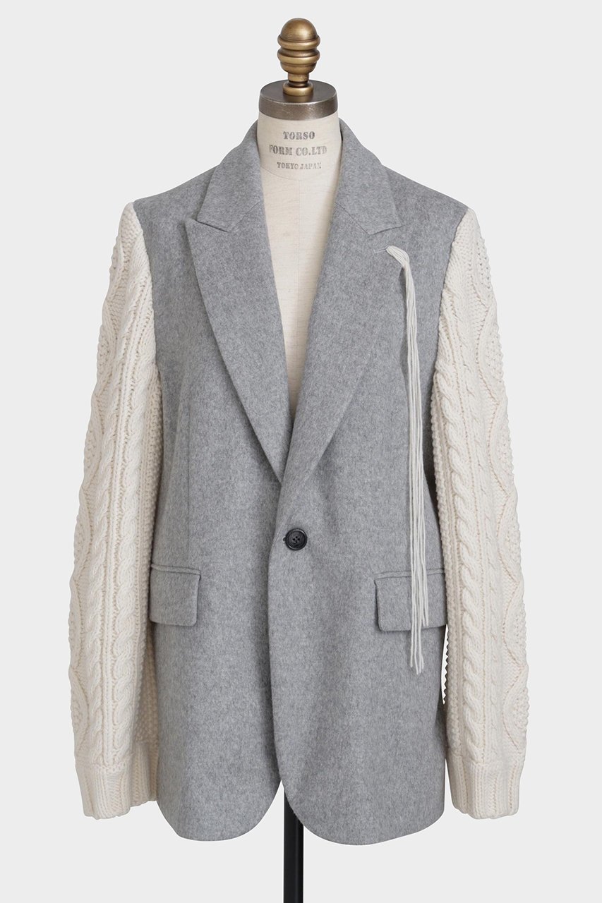 【ヒューエルミュージアム/hueLe Museum】の【STUMBLY】Cable Knit Sleeve Jacket 人気、トレンドファッション・服の通販 founy(ファニー) 　ファッション　Fashion　レディースファッション　Fashion for Women　アウター　Coat / Outerwear Collection　レディースジャケット・軽アウター　Jackets　クラシック　Classic, Timeless Style　ジャケット　Jacket, Outerwear　ドッキング　Docking, Mixed Material　新作・新入荷　New Arrivals / New In　 other-1|ID: prp329100004705626 ipo3291000000033983996