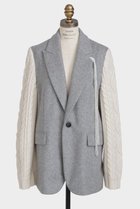 【ヒューエルミュージアム/hueLe Museum】の【STUMBLY】Cable Knit Sleeve Jacket グレー|ID:prp329100004705626