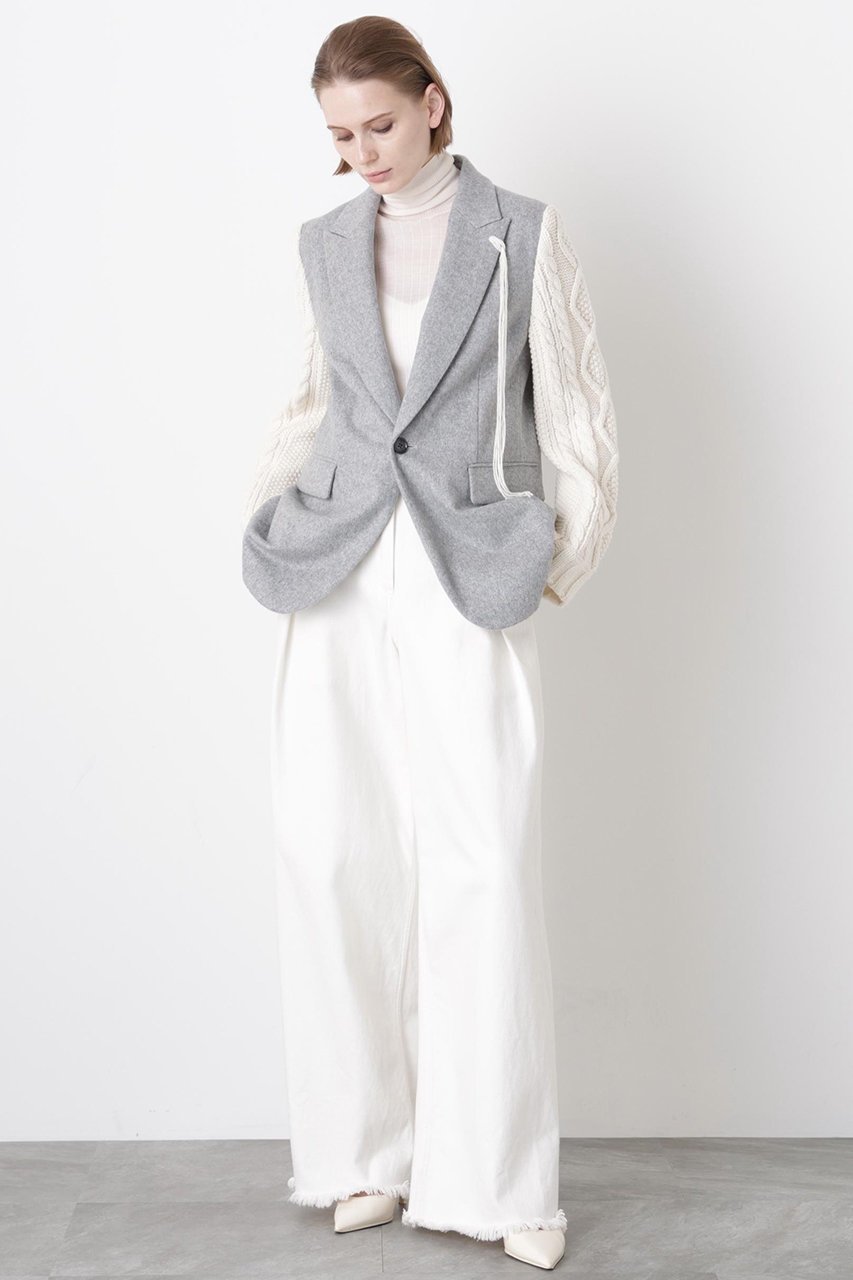 【ヒューエルミュージアム/hueLe Museum】の【STUMBLY】Cable Knit Sleeve Jacket 人気、トレンドファッション・服の通販 founy(ファニー) 　ファッション　Fashion　レディースファッション　Fashion for Women　アウター　Coat / Outerwear Collection　レディースジャケット・軽アウター　Jackets　クラシック　Classic, Timeless Style　ジャケット　Jacket, Outerwear　ドッキング　Docking, Mixed Material　other-2|ID: prp329100004705626 ipo3291000000035393424