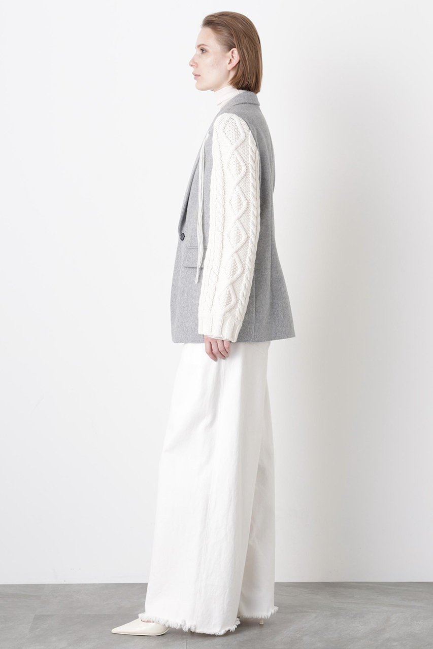 【ヒューエルミュージアム/hueLe Museum】の【STUMBLY】Cable Knit Sleeve Jacket 人気、トレンドファッション・服の通販 founy(ファニー) 　ファッション　Fashion　レディースファッション　Fashion for Women　アウター　Coat / Outerwear Collection　レディースジャケット・軽アウター　Jackets　クラシック　Classic, Timeless Style　ジャケット　Jacket, Outerwear　ドッキング　Docking, Mixed Material　other-3|ID: prp329100004705626 ipo3291000000035393426