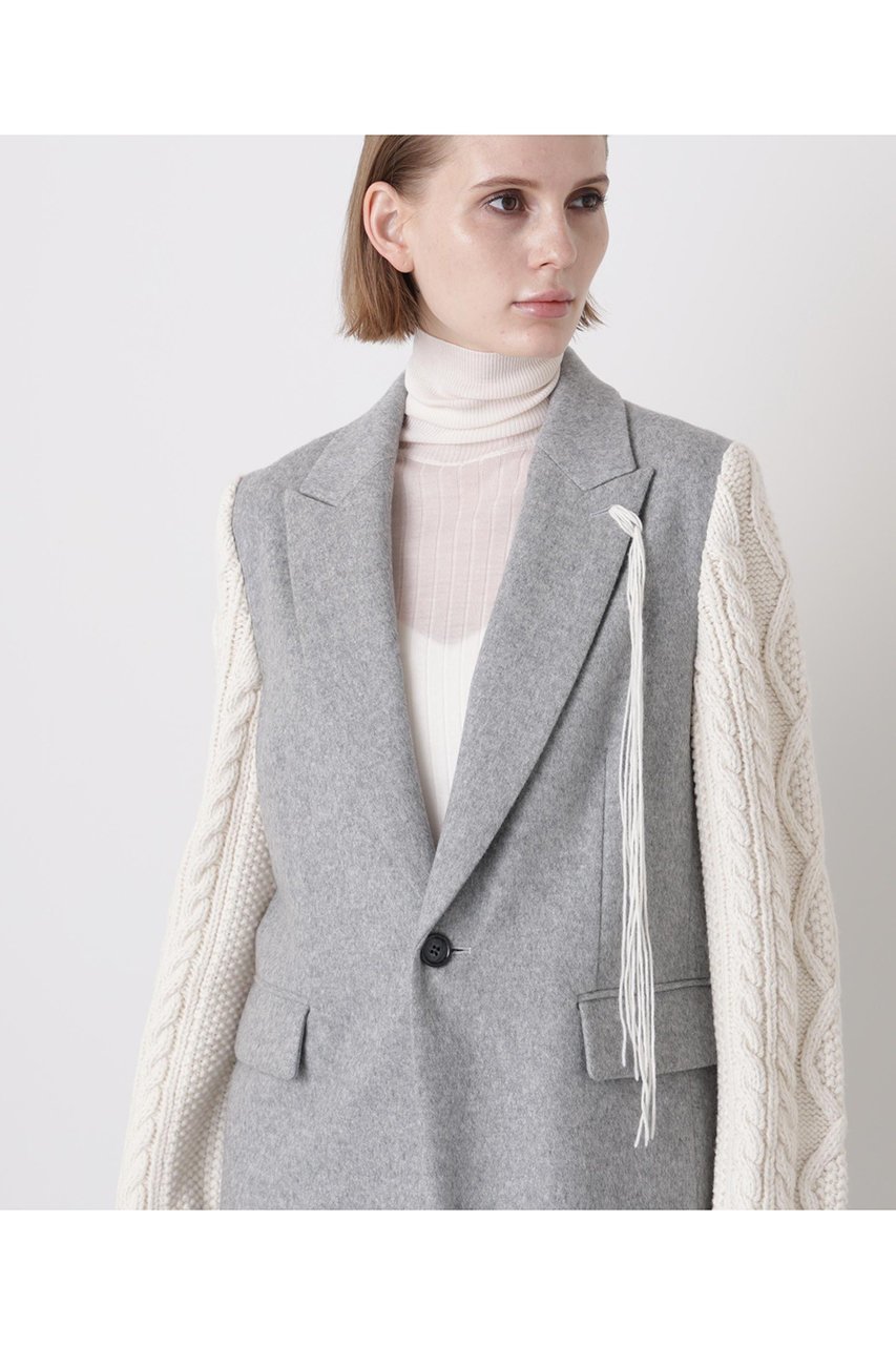 【ヒューエルミュージアム/hueLe Museum】の【STUMBLY】Cable Knit Sleeve Jacket 人気、トレンドファッション・服の通販 founy(ファニー) 　ファッション　Fashion　レディースファッション　Fashion for Women　アウター　Coat / Outerwear Collection　レディースジャケット・軽アウター　Jackets　クラシック　Classic, Timeless Style　ジャケット　Jacket, Outerwear　ドッキング　Docking, Mixed Material　other-5|ID: prp329100004705626 ipo3291000000035393429