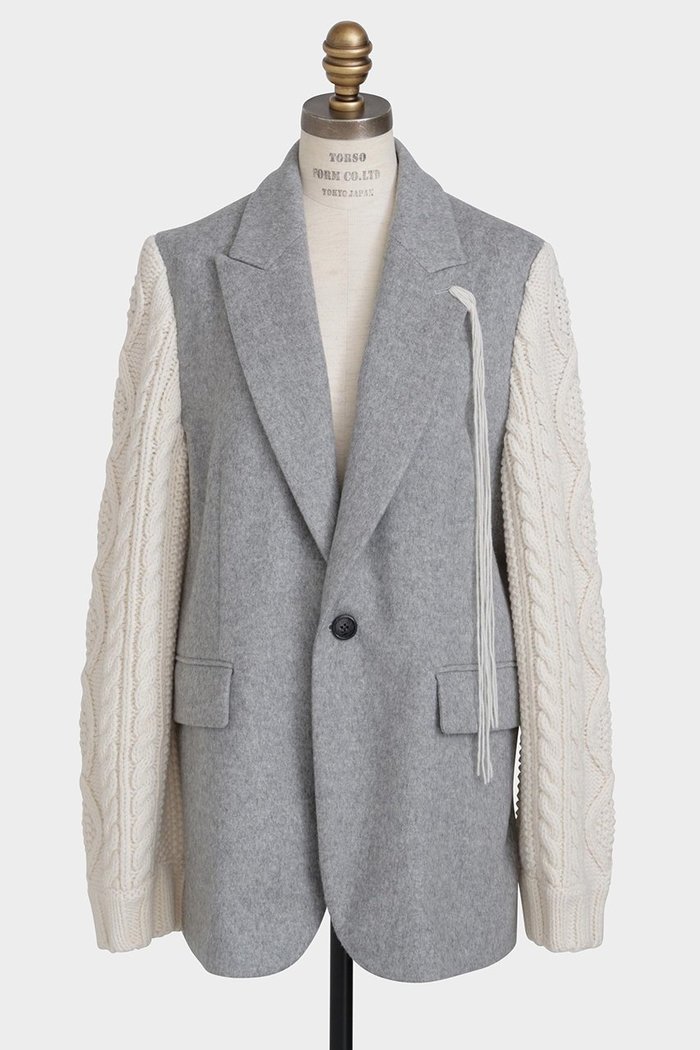 【ヒューエルミュージアム/hueLe Museum】の【STUMBLY】Cable Knit Sleeve Jacket インテリア・キッズ・メンズ・レディースファッション・服の通販 founy(ファニー) https://founy.com/ ファッション Fashion レディースファッション Fashion for Women アウター Coat / Outerwear Collection レディースジャケット・軽アウター Jackets クラシック Classic, Timeless Style ジャケット Jacket, Outerwear ドッキング Docking, Mixed Material |ID: prp329100004705626 ipo3291000000036687468