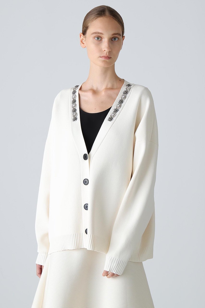 【アドーア/ADORE】のビジューカーディガン 人気、トレンドファッション・服の通販 founy(ファニー) 　ファッション　Fashion　レディースファッション　Fashion for Women　トップス・カットソー　Cut & Sew Tops　ニット　Knit Tops & Sweaters　カーディガン・羽織り　Layered Style Cardigans　カジュアルプルオーバー・ニットトップス　Pullovers & Knit Tops / Casual Pullovers　カーディガン　Cardigan, Knitwear　ストレッチ　Stretch, Stretchy Fabric　ビジュー　Bijou, Jewel-like Accent　ラグジュアリー　Luxury, Elegant　リボン　Ribbon, Bow　other-2|ID: prp329100004705636 ipo3291000000035665489