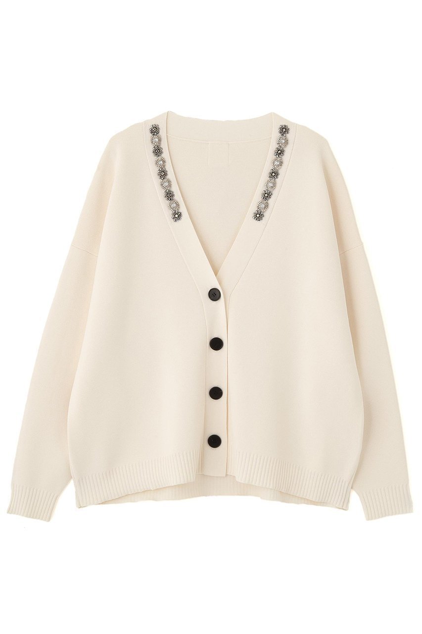【アドーア/ADORE】のビジューカーディガン インテリア・キッズ・メンズ・レディースファッション・服の通販 founy(ファニー) 　ファッション　Fashion　レディースファッション　Fashion for Women　トップス・カットソー　Cut & Sew Tops　ニット　Knit Tops & Sweaters　カーディガン・羽織り　Layered Style Cardigans　カジュアルプルオーバー・ニットトップス　Pullovers & Knit Tops / Casual Pullovers　カーディガン　Cardigan, Knitwear　ストレッチ　Stretch, Stretchy Fabric　ビジュー　Bijou, Jewel-like Accent　ラグジュアリー　Luxury, Elegant　リボン　Ribbon, Bow　ホワイト|ID: prp329100004705636 ipo3291000000036004720
