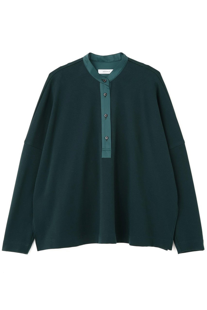 【アドーア/ADORE】のストレッチポンチプルオーバー インテリア・キッズ・メンズ・レディースファッション・服の通販 founy(ファニー) 　ファッション　Fashion　レディースファッション　Fashion for Women　トップス・カットソー　Cut & Sew Tops　シャツ・ブラウス・オフィスカジュアル　Elegant Blouses & Button-Ups　ロングTシャツ・Tシャツ　Longline T-Shirts & Tees　カジュアルプルオーバー・ニットトップス　Pullovers & Knit Tops / Casual Pullovers　カットソー・ベーシックTシャツ　Cut-and-Sewn Tops / Stretch Tees & Basics　おすすめ　Recommended / Our Picks　エレガント 上品　Elegant　コンビ　Combo, Combination Style　サテン　Satin, Glossy Fabric　スリーブ　Sleeve, Long Sleeve / Short Sleeve　セットアップ　Set-Up, Coordinated Outfit　ロング　Long, Long-Length　新作・新入荷　New Arrivals / New In　グリーン|ID: prp329100004705637 ipo3291000000033984101