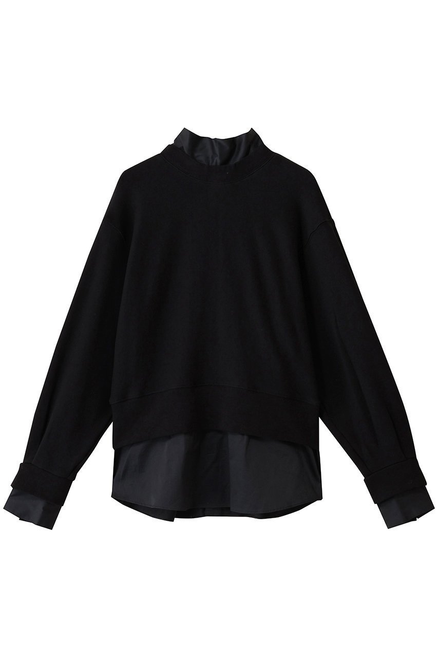 【ミュベール/MUVEIL】のボータイ裏毛プルオーバー インテリア・キッズ・メンズ・レディースファッション・服の通販 founy(ファニー) 　ファッション　Fashion　レディースファッション　Fashion for Women　トップス・カットソー　Cut & Sew Tops　シャツ・ブラウス・オフィスカジュアル　Elegant Blouses & Button-Ups　レディースパーカー・カジュアルフーディー　Casual Hoodies & Sweatshirts　ロングTシャツ・Tシャツ　Longline T-Shirts & Tees　カジュアルプルオーバー・ニットトップス　Pullovers & Knit Tops / Casual Pullovers　スウェット・クルーネックトップス　Sweatshirts & Crewnecks / Relaxed Fit Sweat Tops　カットソー・ベーシックTシャツ　Cut-and-Sewn Tops / Stretch Tees & Basics　サテン　Satin, Glossy Fabric　ドッキング　Docking, Mixed Material　フェミニン　Feminine, Girly　新作・新入荷　New Arrivals / New In　ブラック|ID: prp329100004705655 ipo3291000000033984238