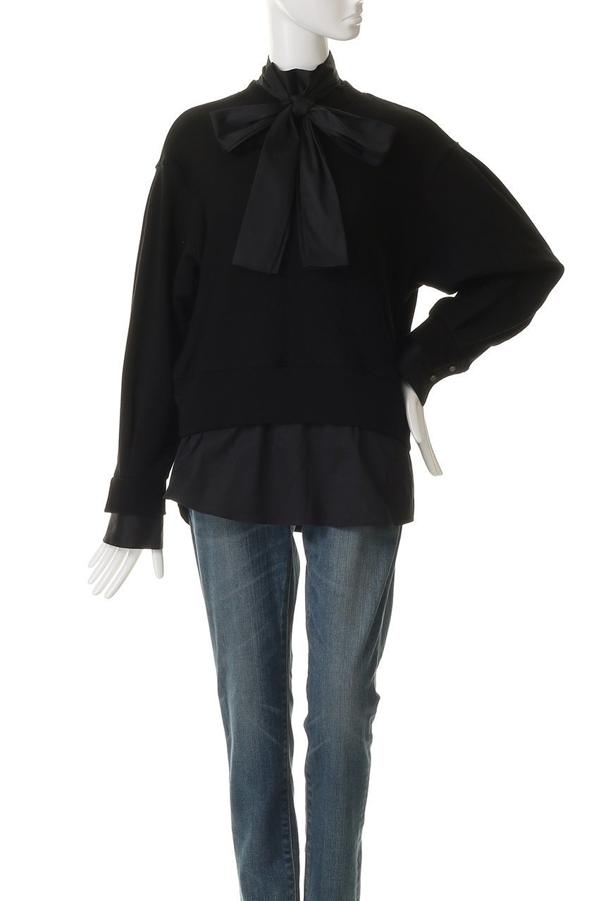 【ミュベール/MUVEIL】のボータイ裏毛プルオーバー 人気、トレンドファッション・服の通販 founy(ファニー) 　ファッション　Fashion　レディースファッション　Fashion for Women　トップス・カットソー　Cut & Sew Tops　シャツ・ブラウス・オフィスカジュアル　Elegant Blouses & Button-Ups　レディースパーカー・カジュアルフーディー　Casual Hoodies & Sweatshirts　ロングTシャツ・Tシャツ　Longline T-Shirts & Tees　カジュアルプルオーバー・ニットトップス　Pullovers & Knit Tops / Casual Pullovers　スウェット・クルーネックトップス　Sweatshirts & Crewnecks / Relaxed Fit Sweat Tops　カットソー・ベーシックTシャツ　Cut-and-Sewn Tops / Stretch Tees & Basics　サテン　Satin, Glossy Fabric　ドッキング　Docking, Mixed Material　フェミニン　Feminine, Girly　新作・新入荷　New Arrivals / New In　other-6|ID: prp329100004705655 ipo3291000000033984243