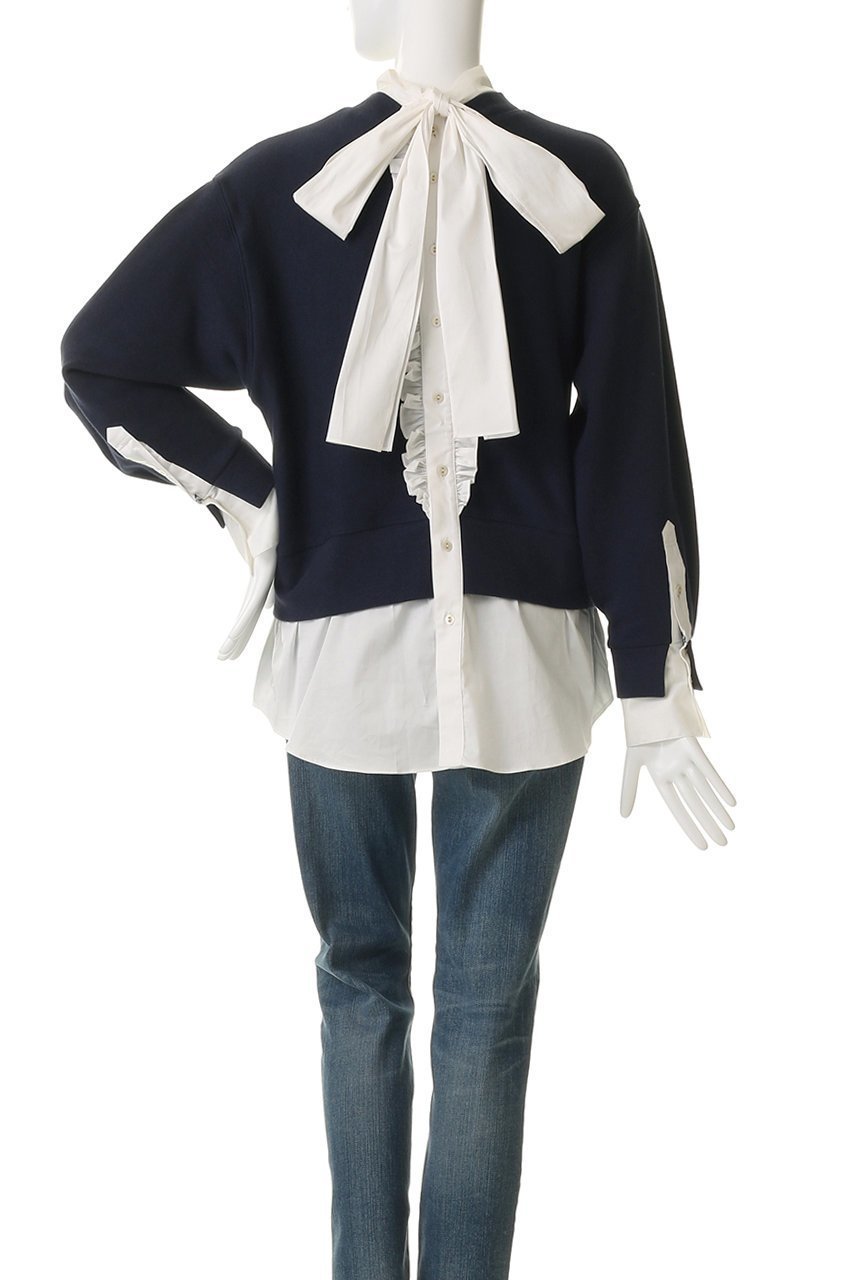 【ミュベール/MUVEIL】のボータイ裏毛プルオーバー 人気、トレンドファッション・服の通販 founy(ファニー) 　ファッション　Fashion　レディースファッション　Fashion for Women　トップス・カットソー　Cut & Sew Tops　シャツ・ブラウス・オフィスカジュアル　Elegant Blouses & Button-Ups　レディースパーカー・カジュアルフーディー　Casual Hoodies & Sweatshirts　ロングTシャツ・Tシャツ　Longline T-Shirts & Tees　カジュアルプルオーバー・ニットトップス　Pullovers & Knit Tops / Casual Pullovers　スウェット・クルーネックトップス　Sweatshirts & Crewnecks / Relaxed Fit Sweat Tops　カットソー・ベーシックTシャツ　Cut-and-Sewn Tops / Stretch Tees & Basics　サテン　Satin, Glossy Fabric　ドッキング　Docking, Mixed Material　フェミニン　Feminine, Girly　other-4|ID: prp329100004705655 ipo3291000000035665577