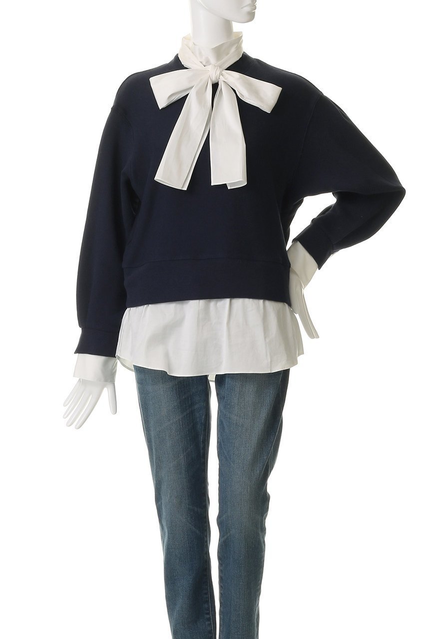 【ミュベール/MUVEIL】のボータイ裏毛プルオーバー 人気、トレンドファッション・服の通販 founy(ファニー) 　ファッション　Fashion　レディースファッション　Fashion for Women　トップス・カットソー　Cut & Sew Tops　シャツ・ブラウス・オフィスカジュアル　Elegant Blouses & Button-Ups　レディースパーカー・カジュアルフーディー　Casual Hoodies & Sweatshirts　ロングTシャツ・Tシャツ　Longline T-Shirts & Tees　カジュアルプルオーバー・ニットトップス　Pullovers & Knit Tops / Casual Pullovers　スウェット・クルーネックトップス　Sweatshirts & Crewnecks / Relaxed Fit Sweat Tops　カットソー・ベーシックTシャツ　Cut-and-Sewn Tops / Stretch Tees & Basics　サテン　Satin, Glossy Fabric　ドッキング　Docking, Mixed Material　フェミニン　Feminine, Girly　other-6|ID: prp329100004705655 ipo3291000000035665582