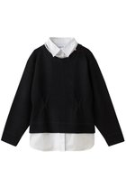 【ミュベール/MUVEIL】のパールネックレス付きシャツニットプルオーバー ブラック|ID:prp329100004705656