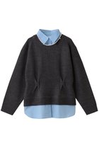 【ミュベール/MUVEIL】のパールネックレス付きシャツニットプルオーバー グレー|ID:prp329100004705656