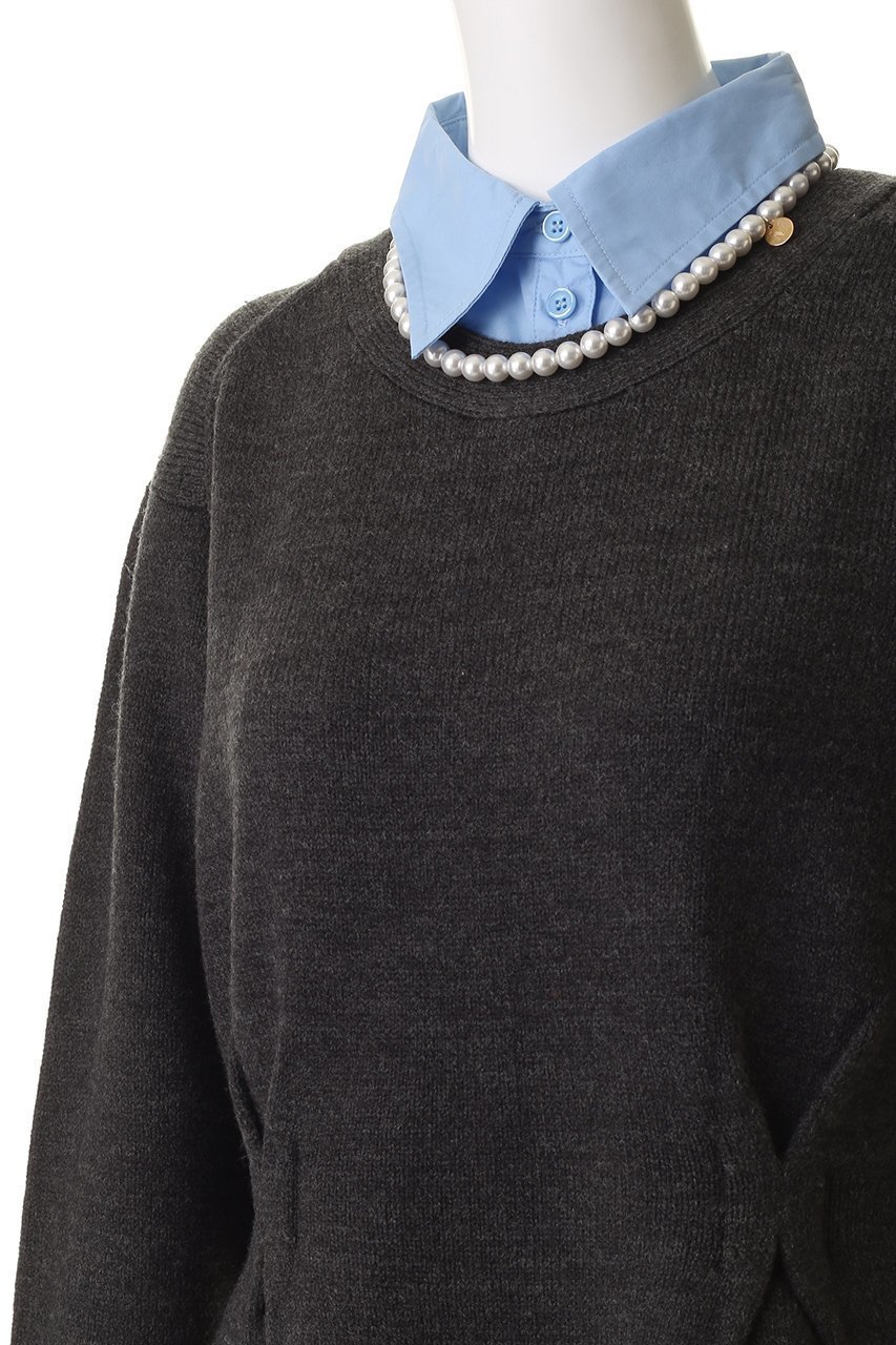 【ミュベール/MUVEIL】のパールネックレス付きシャツニットプルオーバー 人気、トレンドファッション・服の通販 founy(ファニー) 　ファッション　Fashion　レディースファッション　Fashion for Women　トップス・カットソー　Cut & Sew Tops　ニット　Knit Tops & Sweaters　シャツ・ブラウス・オフィスカジュアル　Elegant Blouses & Button-Ups　カジュアルプルオーバー・ニットトップス　Pullovers & Knit Tops / Casual Pullovers　ジュエリー　Jewelry　ネックレス　Necklaces & Pendants　カーディガン　Cardigan, Knitwear　ネックレス　Necklace, Pendant Necklace　パール　Pearl, Pearl Accent　フェミニン　Feminine, Girly　プレート　Plate, Dish　新作・新入荷　New Arrivals / New In　other-5|ID: prp329100004705656 ipo3291000000033984252