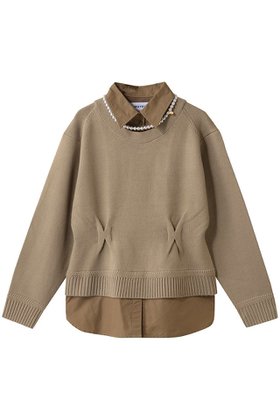 【ミュベール/MUVEIL】のパールネックレス付きシャツニットプルオーバー 人気、トレンドファッション・服の通販 founy(ファニー) ファッション Fashion レディースファッション Fashion for Women トップス・カットソー Cut & Sew Tops ニット Knit Tops & Sweaters シャツ・ブラウス・オフィスカジュアル Elegant Blouses & Button-Ups カジュアルプルオーバー・ニットトップス Pullovers & Knit Tops / Casual Pullovers ジュエリー Jewelry ネックレス Necklaces & Pendants カーディガン Cardigan, Knitwear ネックレス Necklace, Pendant Necklace パール Pearl, Pearl Accent フェミニン Feminine, Girly プレート Plate, Dish |ID:prp329100004705656