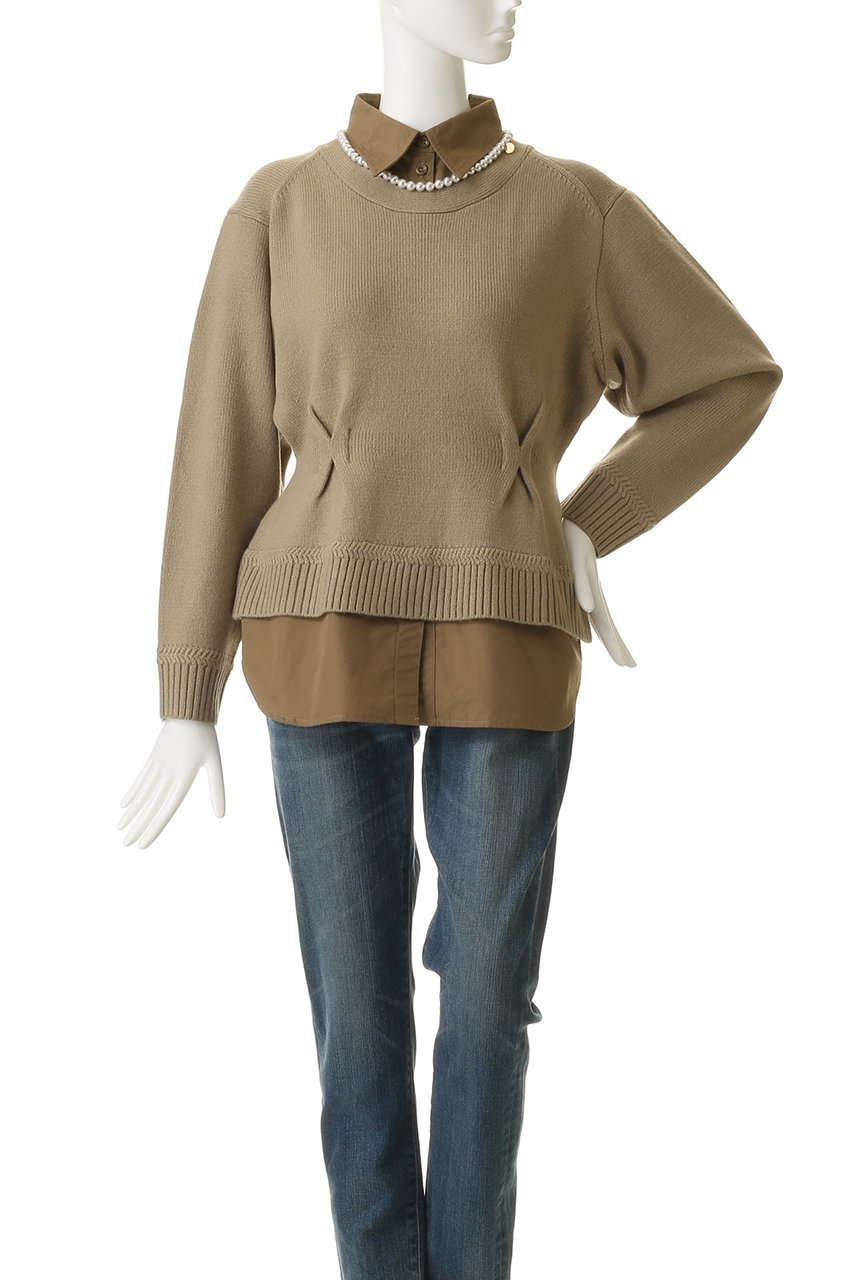 【ミュベール/MUVEIL】のパールネックレス付きシャツニットプルオーバー 人気、トレンドファッション・服の通販 founy(ファニー) 　ファッション　Fashion　レディースファッション　Fashion for Women　トップス・カットソー　Cut & Sew Tops　ニット　Knit Tops & Sweaters　シャツ・ブラウス・オフィスカジュアル　Elegant Blouses & Button-Ups　カジュアルプルオーバー・ニットトップス　Pullovers & Knit Tops / Casual Pullovers　ジュエリー　Jewelry　ネックレス　Necklaces & Pendants　カーディガン　Cardigan, Knitwear　ネックレス　Necklace, Pendant Necklace　パール　Pearl, Pearl Accent　フェミニン　Feminine, Girly　プレート　Plate, Dish　other-2|ID: prp329100004705656 ipo3291000000035502964